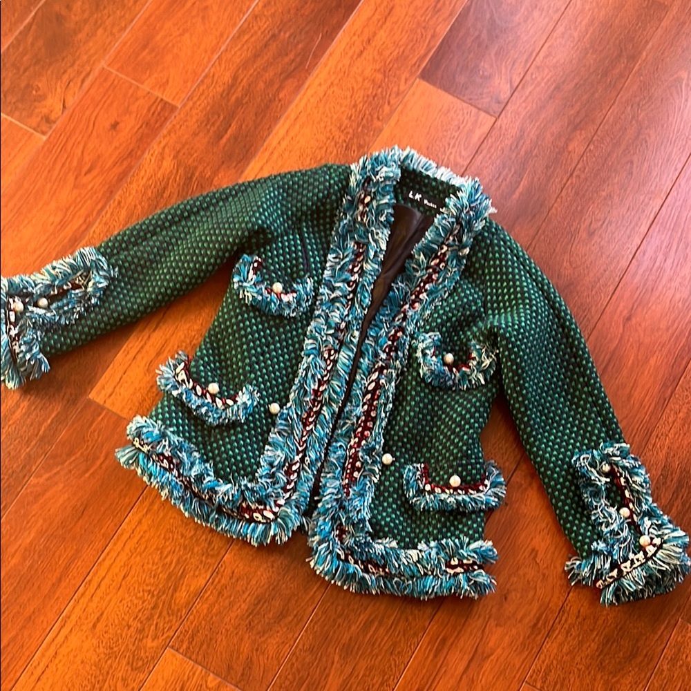 Green and Blue Textured Jacket